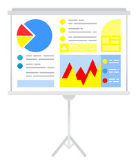 Fototapete - Financial information on board that isolated on white background. Analytics diagrams and graphics for finance report or appointment. Presentation of business strategy and plan. Vector illustration