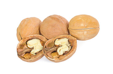 Wall Mural - Walnuts an isolated in white background.