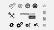 Settings icon pack with many visual options. Stock vector, simple design, illustration contrast icons, abstract, repair configuration recovery package.