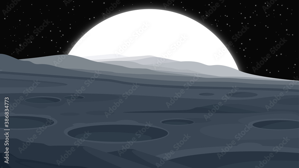 Alien planet landscape, vector space background. Fantasy planet surface ...