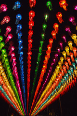beautiful lanna lantern are northern thai style lanterns in yi peng festival in chiang mai, thailand