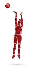 Poster - Basketball player action cartoon sport graphic vector.