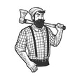 lumberjack sketch raster illustration