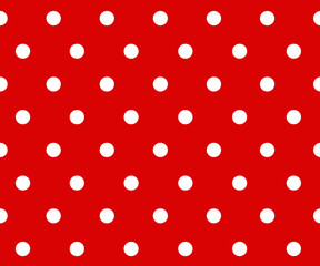 Vintage polka dots white and red pattern, colorful background - vector abstract background