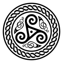 Round Celtic Design, Triskele And Celtic Pattern