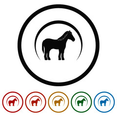 Poster - Horse pony ring icon, color set