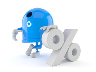 Poster - Recycling bin character with percent symbol