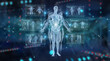 © sdecoret - Digital x-ray human body holographic scan projection 3D rendering