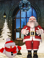 Wall Mural - 3D render of a toon santa claus