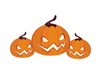 Sticker - halloween pumpkins faces lanterns icons