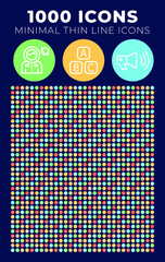 Fototapete - Set of High Quality Universal Icons on Circular Colorful Buttons . Isolated Vector Elements