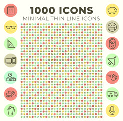 Wall Mural - Set of High Quality Universal Icons on Circular Colorful Buttons . Isolated Vector Elements