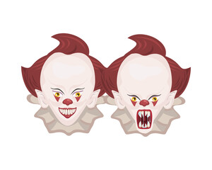 Wall Mural - dark evil clowns heads halloween characters