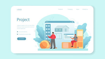 Fototapete - Architecture web banner or landing page. Idea of building project