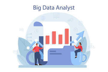 Poster - Business big data analysis and analytics concept. Chart and graph