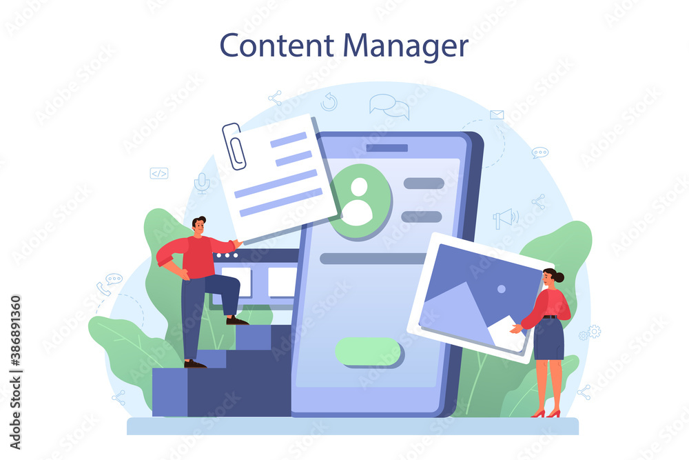 Content management concept. Idea of digital strategy and content - obrazy, fototapety, plakaty 