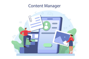 Content management concept. Idea of digital strategy and content