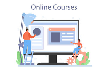 Poster - Layout designer online service or platform. Web development,