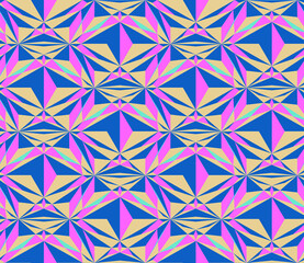 Poster - Seamless geometric pattern with the image of crystals, triangles, faces, polygons. Outlined vector design for web banner, business presentation, brand package, fabric, print, wallpaper.