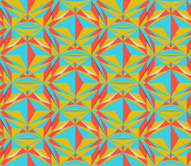 Poster - Seamless geometric pattern with the image of crystals, triangles, faces, polygons. Outlined vector design for web banner, business presentation, brand package, fabric, print, wallpaper.