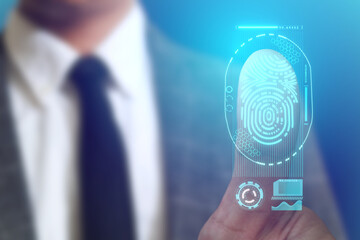 Poster - Fingerprint scan provides security access with biometrics identification.