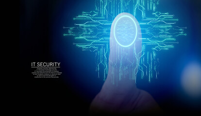 Poster - Fingerprint scan provides security access with biometrics identification.