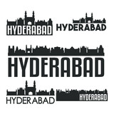 Fototapeta Boho - Hyderabad India Flat Icon Skyline Vector Silhouette Design Set Logos.