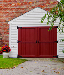 Romantic backstreet, side street or alley in historic old town of Portland, Maine with New England Victorian style architecture facades, a landmark sightseeing tourist spot in old town