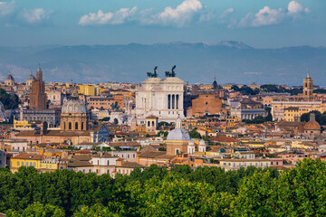 Fototapete - Aerial panoramic view of historic center of Rome, Italy