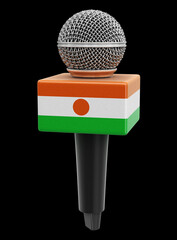 Poster - Microphone and Niger flag. Image with clipping path