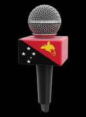 Poster - Microphone and Papua New Guinea flag. Image with clipping path