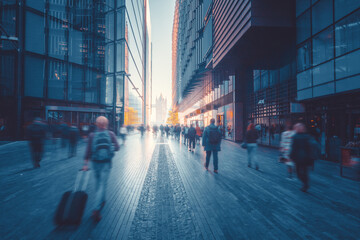 Wall Mural - business people, modern buildings and Tower Bridge, London, UK