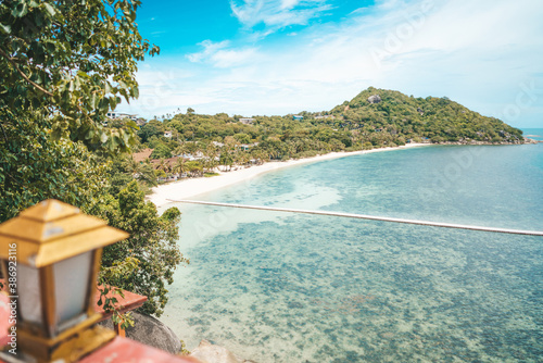 Fotografía Panoramic view of beautiful sea and blue sky from high view point