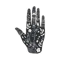 Wall Mural - decorative hand in boho style. vector illustration.