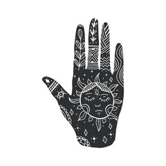 Wall Mural - decorative hand in boho style. vector illustration.