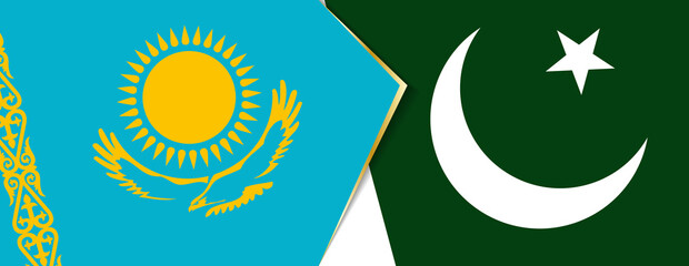 Kazakhstan and Pakistan flags, two vector flags.