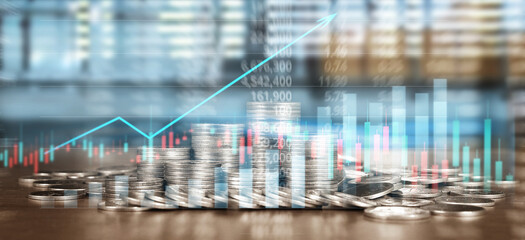 Stock market trading graph candlestick chart suitable for financial investment concept and coins