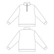 Template half zip sweatshirt vector illustration flat design outline  clothing collection