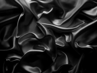 Beautiful elegant dark silver grey or black satin silk luxury cloth fabric texture, abstract background design.