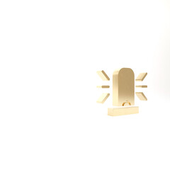 Poster - Gold Flasher siren icon isolated on white background. Emergency flashing siren. 3d illustration 3D render.