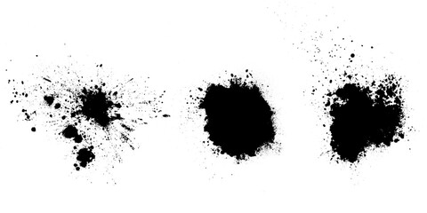 Poster - set of black splashes with splashes isolated on white background