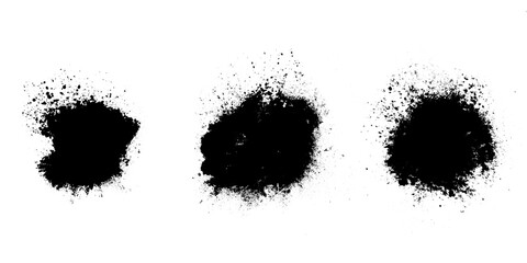 Canvas Print - set of black splashes with splashes isolated on white background