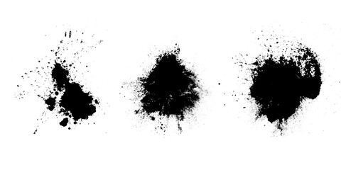 Poster - set of black splashes with splashes isolated on white background