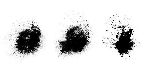 Poster - set of black splashes with splashes isolated on white background