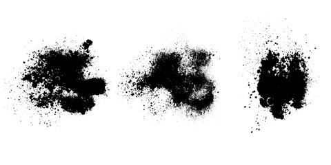 Poster - set of black splashes with splashes isolated on white background