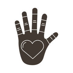 Wall Mural - hand with heart love symbol silhouette style icon