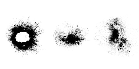 Poster - set of black splashes with splashes isolated on white background