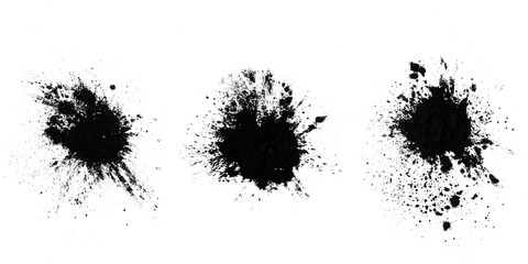 Poster - set of black splashes with splashes isolated on white background