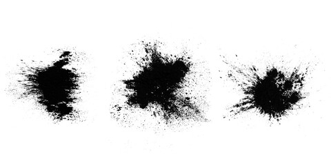 Poster - set of black splashes with splashes isolated on white background