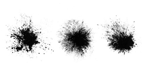 Poster - set of black splashes with splashes isolated on white background